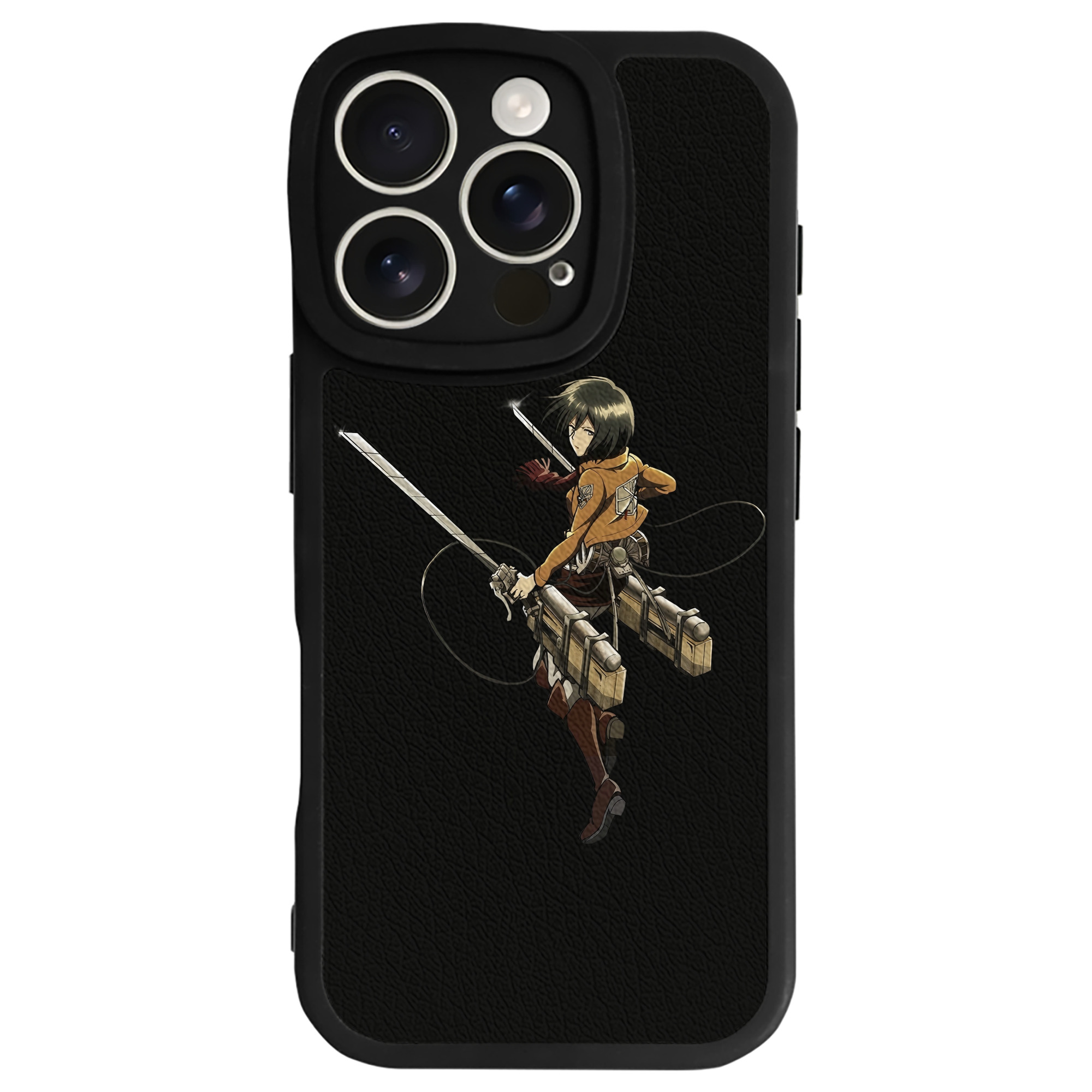 （画像用） 進撃の巨人 ミカサ·アッカーマン Attack on Titan Mikasa Ackerman 【iPhone 16シリーズ対応】シリコンスマホケース（レザー調） 材質：シリコン
